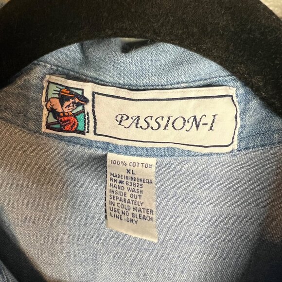 Passion-I Vintage Lighthouse Embroidered Shirt Womens Size XL Full Button Collar - Picture 2 of 6